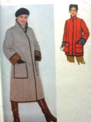 9169 SIMPLICITY 1979 QUILTED COAT,  COLLAR, POCKETS, JACKET PATTERN 16,10; 12 CHOICE